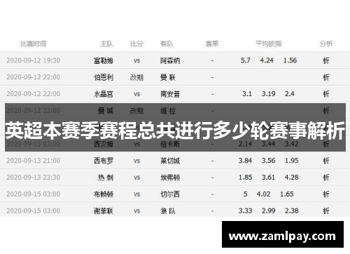 英超本赛季赛程总共进行多少轮赛事解析 英超本赛季赛程总共进行多少轮赛事解析